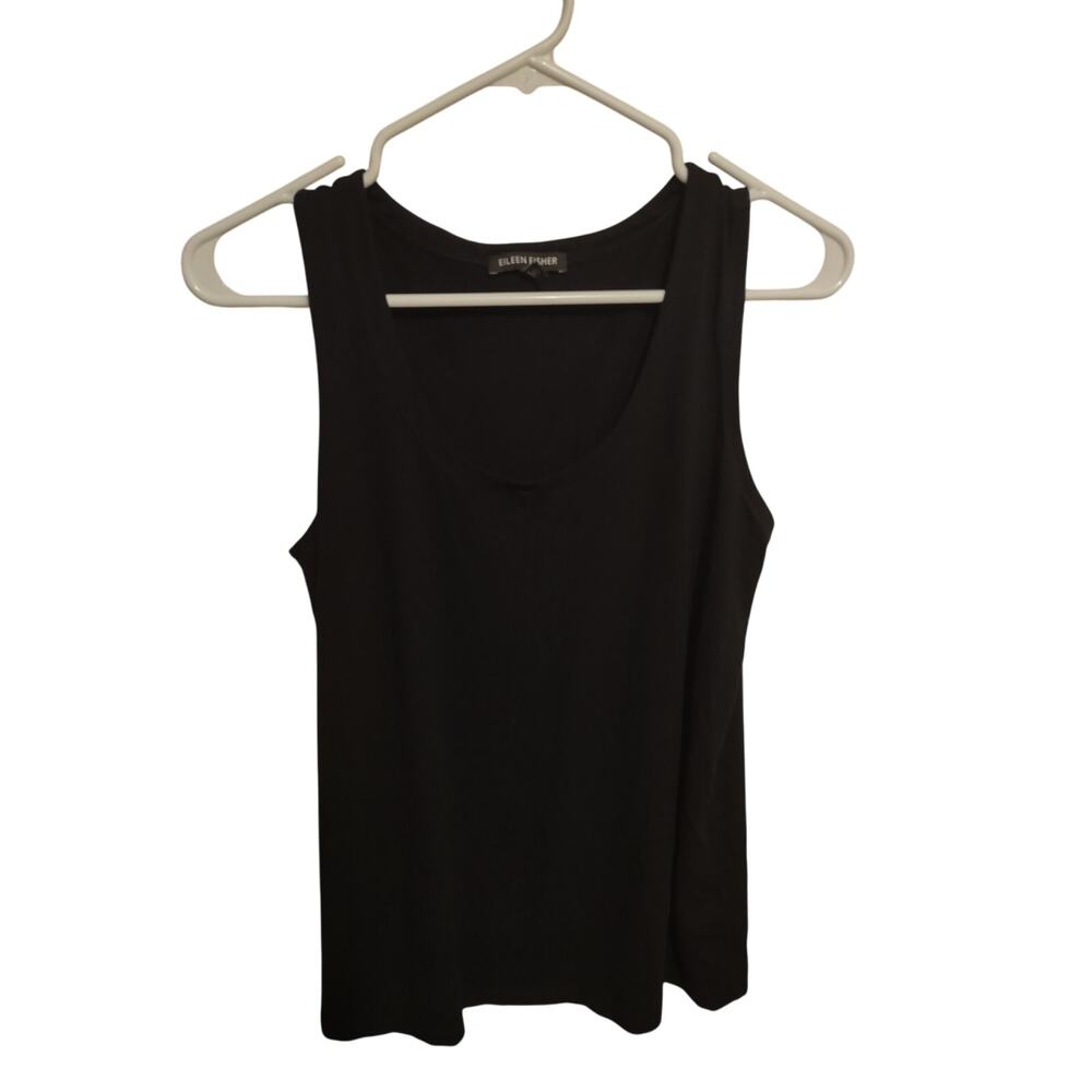 Eileen Fisher Black Basic Tank Top Rayon Lycra Medium‎ Closet Staple Minimalist